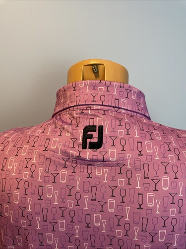 FOOTJOY S/S GOLF  Polo Shirt  POLYESTER SPANDEX XL BAR GLASSES BEER WINe MARTINI