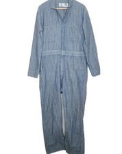 Vtg Red Kap USA Coveralls Blue Herringbone Striped Mechanic Gorpcore Unisex 42RG