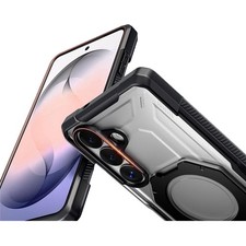 For Galaxy S26 Plus Case with Tempered Glass Magnetic Kickstand Cover Black