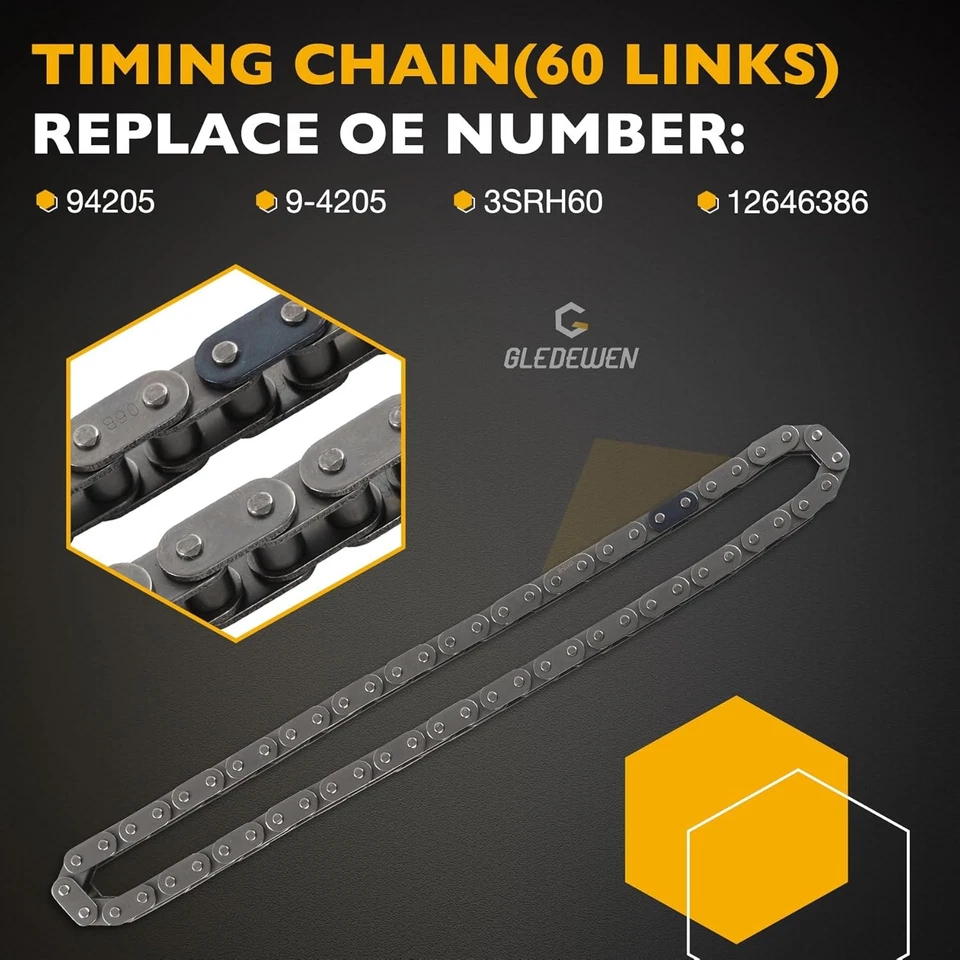 Kit de cadena de distribución del motor 4,3 L 4,8 5,3 6,0 6,2 6,6 L con tensor, compatible con Foto 4 de 4