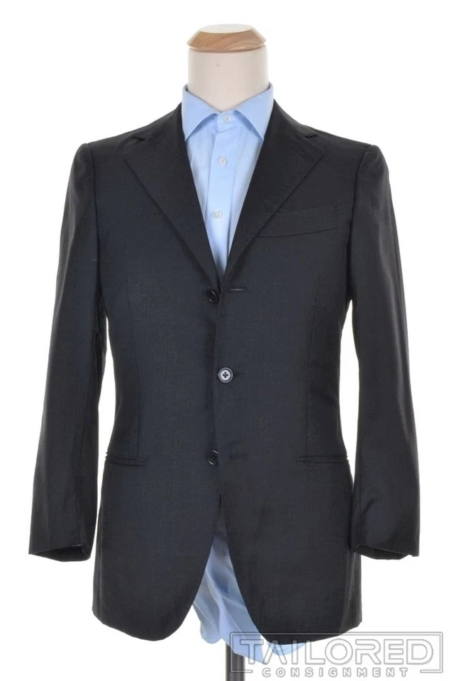 Blazer chaqueta abrigo deportivo BORRELLI gris liso 100 % lana para hombre - EU 46 / US 36 R Foto 2 de 4