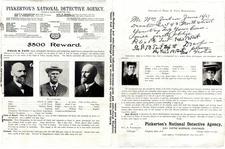 Pinkerton's Detective reward $500 broadside reward poster Decatur Illinois 1908