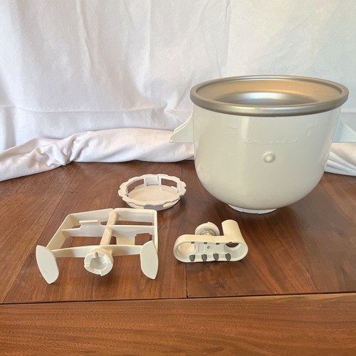 KitchenAid Ice Cream Maker Freezer Bowl & Dasher Paddle, White, Stand Mixer