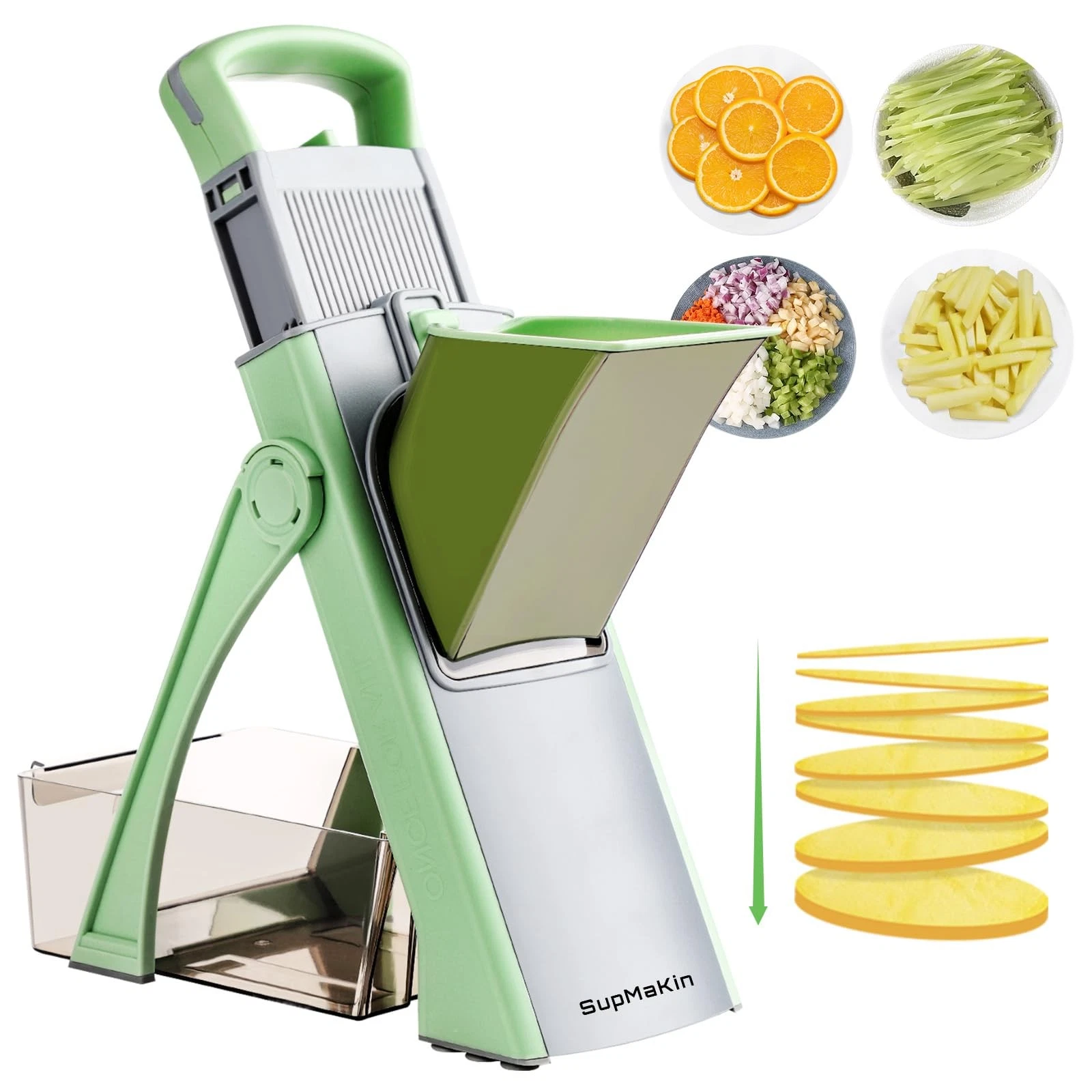 Upgrade Safe Mandoline Slicer for Kitchen, Bigger Entrance Vegetable Food Sli...