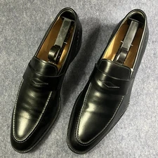 Santoni Patrick-1 Black Leather Penny Loafers Men’s Size 8 D Italy