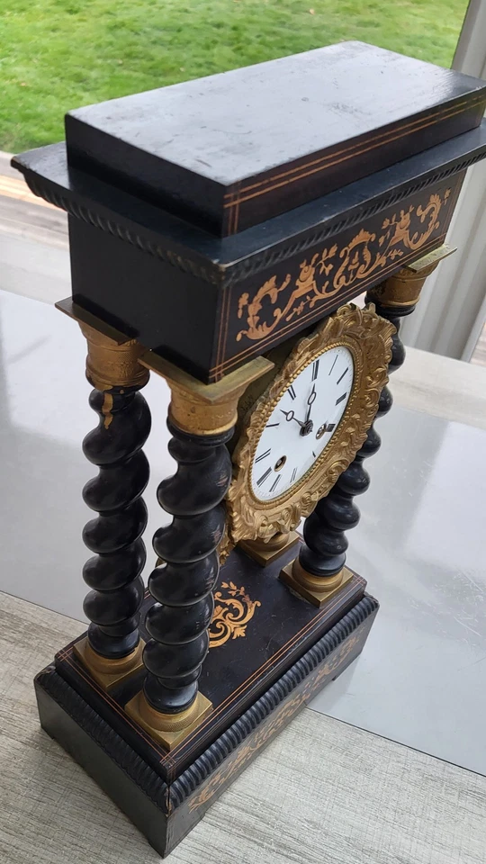 ancienne pendule clock horloge regulateur carillon à colonnes Napoléon III - Photo 2/4