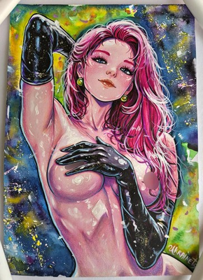 #ad Original Painting A4 Jessica Fan Art Anime Girl Handmade OOAK Latex Female Muse $219.00