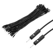 100 PCS 20cm Male to Male 1Pin Breadboard Jumper Wire 2.54mm Ribbon Black