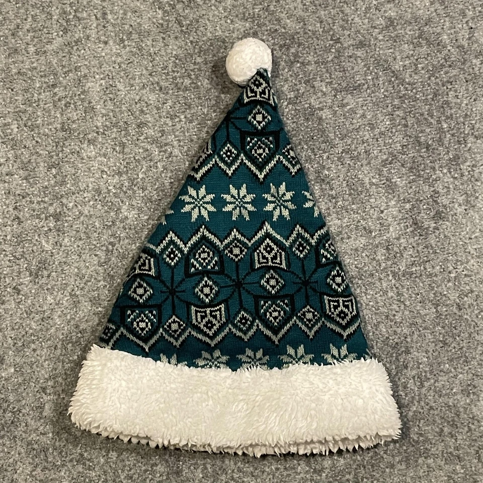 Philadelphia Eagles Hat Santa Green White NFL Football Christmas Pom - Image 3 of 4