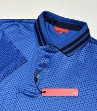 REDVANLY Pascal Polo Shirt Mens L Marine Blue Performance Golf AOP 110 NWT NEW