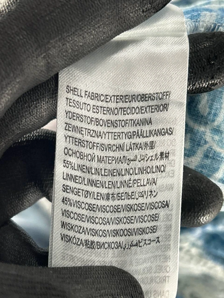 Farm Rio Jump Suit Womens Medium Blue White Linen Blend Floral Wrap Blouson - Image 4 of 4