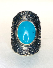 Vintage Sterling Silver 925 Orpaz Israel Turquoise Saddle Ring Sz 10