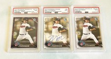 Mike Clevinger 2016 Bowman Chrome 1st Purple, Auto & Base PSA 9 (3 Cards)
