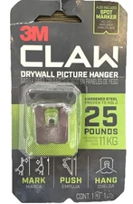 3M CLAW Drywall Picture Hanger Hardened Steel To Hold 25lbs Picture Hanger {G}