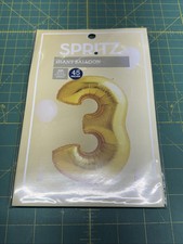 New SPRITZ Giant Gold Shiny Balloon Number 3 Birthday Party 45  Inches Tall