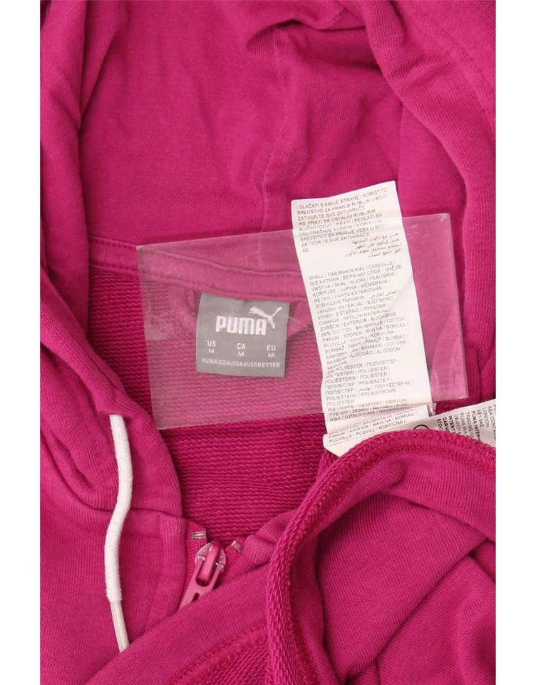 PUMA Womens Graphic Zip Hoodie Sweater UK 14 Medium Pink Cotton DK15 - Image 3 of 3