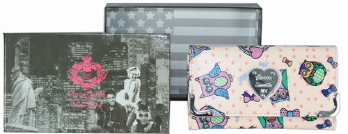 Ladies Authentic Anna Smith Patent Owl Print Purse Women Wallet Bag Boxed Gift - Picture 6 of 8