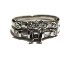 14k white gold semi mount setting diamond engagement ring wedding band 5.4g set — photo 1