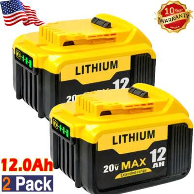 2Pack For DeWalt 20V 20 Volt Max XR 12.0AH Lithium Ion Battery DCB206-2 DCB200-2
