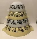 VTG Set Of 4 Pyrex Gooseberry Cinderella Nesting Bowls Yellow White #1