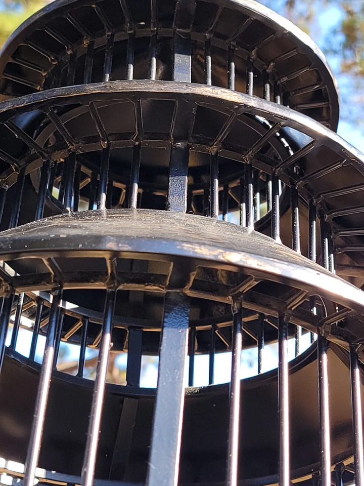 Vintage 22" BRONZE Chinoiserie French Gilt TOLE BIRDCAGE 3-tier Pagoda Exc Cond - Image 3 of 4