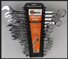 14pc SAE COMBINATION WRENCH SET with Storage Rack Big 1-1/4" Full Size Combo CV