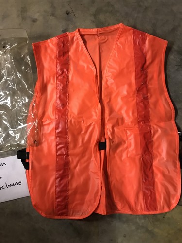 Orange Safety Vest WORKS WITH 2 AA BATTERIES LIGHTS ON OFF SWITCH NWOB - Picture 3 of 12
