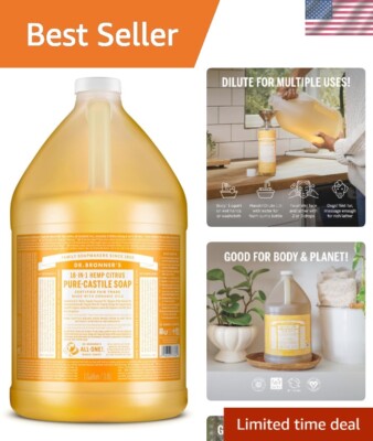 Pure-Castile Citrus Liquid Soap - 1 Gallon, 18-in-1 Organic Cleaning Solution