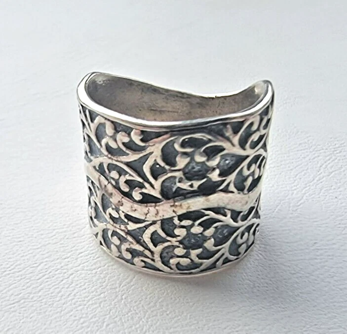 SILPADA 925 STERLING SILVER ISRAEL ETERNAL TREE EXTRA WIDE BADE RING SIZE 7.25 - Image 3 of 4