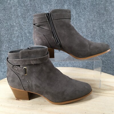 Giani Bernini Boots Womena 10 M Oleesia Zip Ankle Bootie Grey Faux Suede  Heels