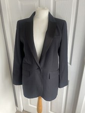 By Malene Birger Black Julia Blazer Satin Lapels, Size 40, Uk 12