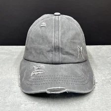 C.C Exclusives Womens Hat Cap ONE SIZE Gray Distressed Unstructured Pony Tail