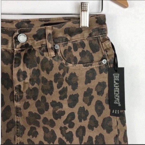 Blank NYC Denim Mini Skirt Size 25 Brown Women's High Rise New Animal Print - Picture 5 of 8