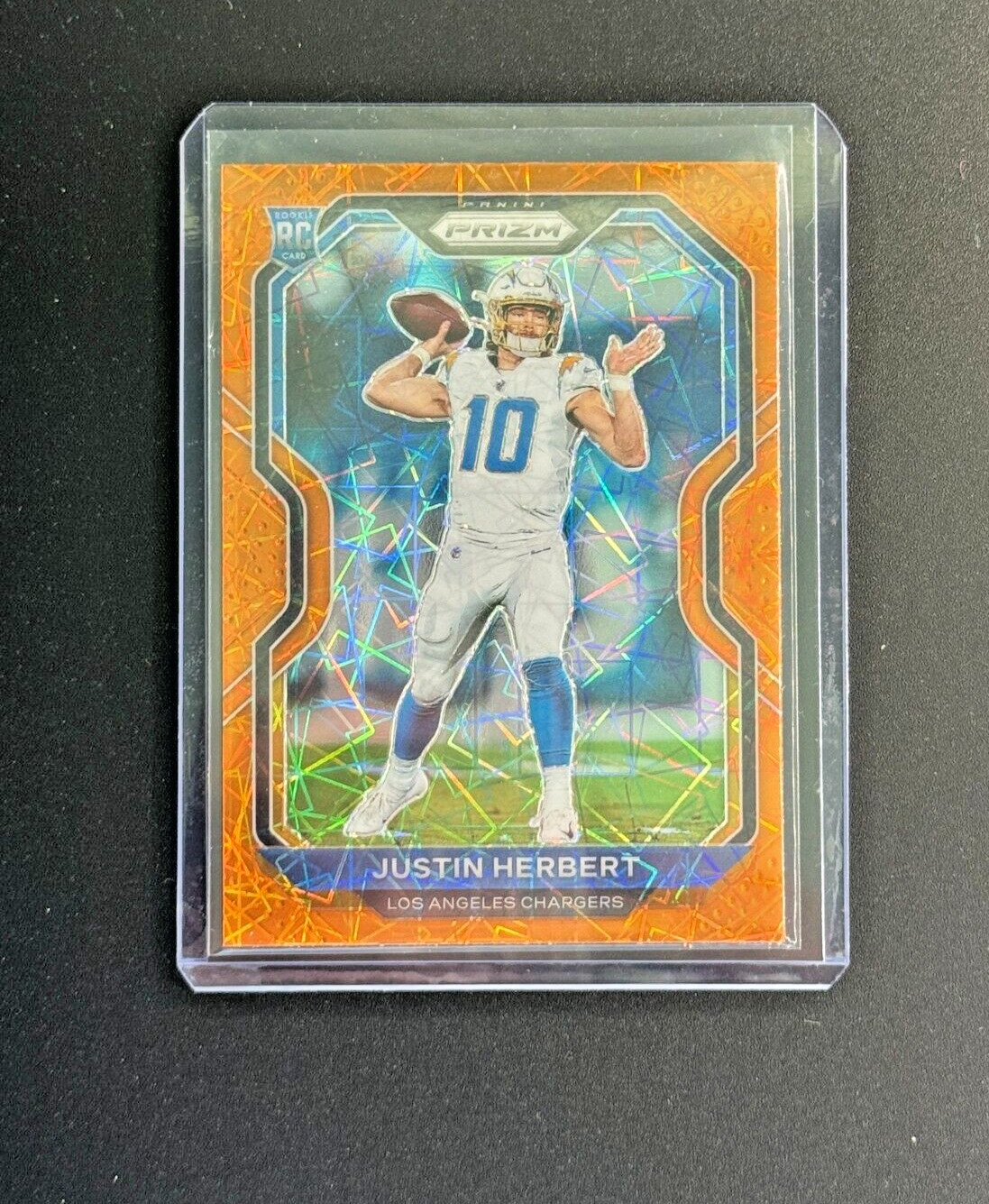 2020 Prizm Orange Lazer Rookie Justin Herbert (RC) #325 Los Angeles Chargers
