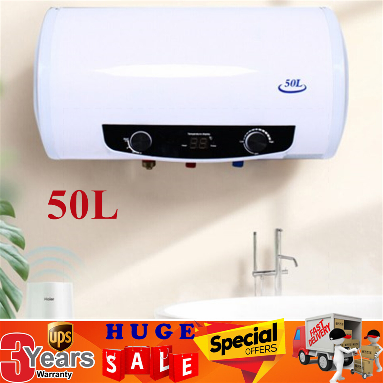 New Electric Hot Water Heater Warmer Heating Heat Tank Bathroom Shower  House 50L | eBay