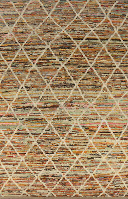 Trellis Luxury Hand-Knotted Contemporary Moroccan Wool Area Rugs 7x10 ft