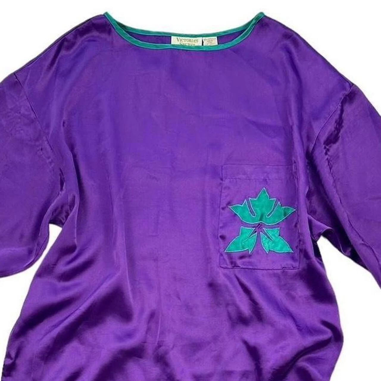 UNDERCOVER Pigiama vintage anni 80 Victoria's Secret viola tasca t shirt abito camicia da notte taglia S