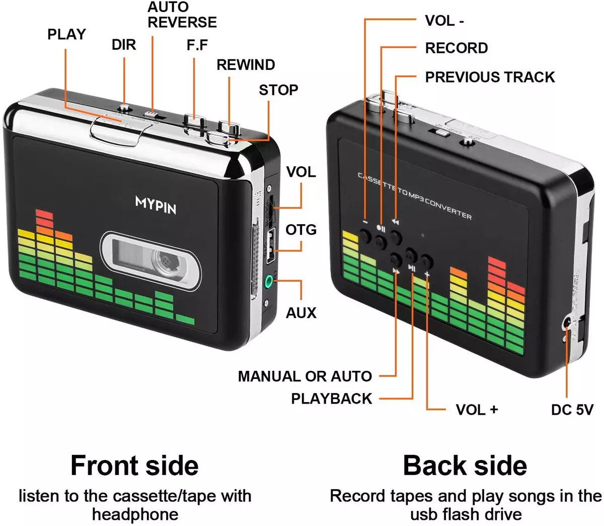 MYPIN USB Cassette to MP3 Converter, Portable Cassette Audio