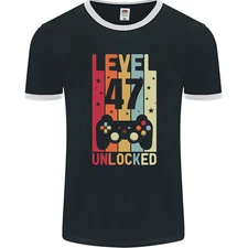 47th Birthday 47 Year Old Level Up Gaming Mens Ringer T-Shirt FotL
