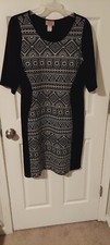 Chesley Womens Aztec Print Dress Size 3X Unlined Short Sleeves Pullover Stretch 