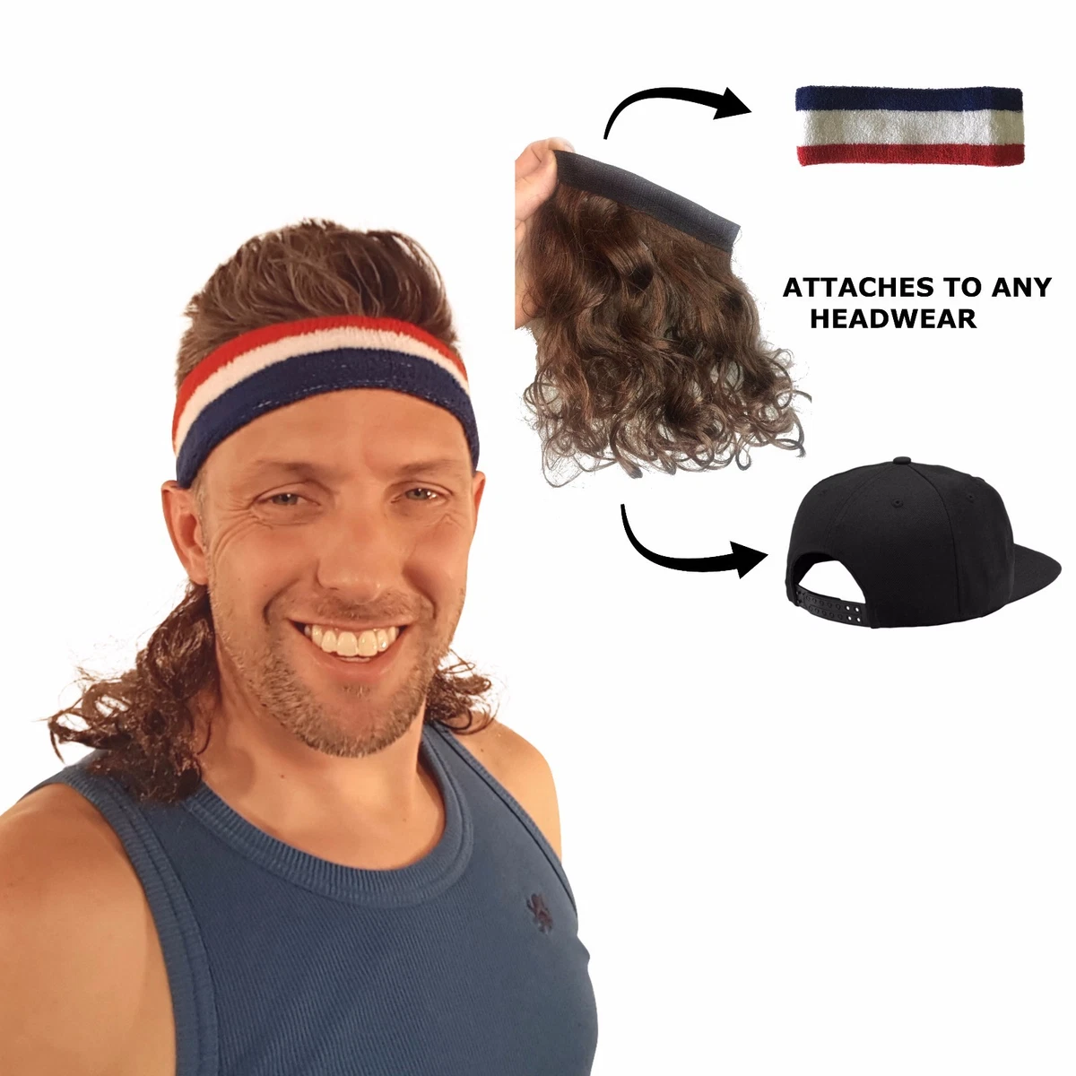 Mullet top bandana wig
