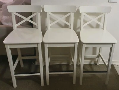 3 Ikea Ingolf Bar Stools With Backrest White 63cm Free Cushions Inc Stools Bar Stools Gumtree Australia Melbourne City Melbourne Cbd 1261861912