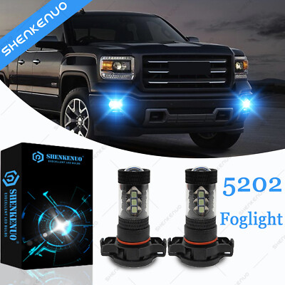 H16 5202 LED Fog Light Lamp Bulbs for GMC Sierra 1500 2008 - 2015 8000K Ice Blue