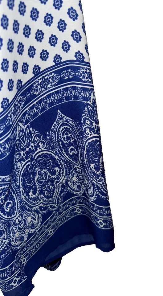 Mameluco para mujer Mimi Chica manga larga cuello en V estilo envolvente azul blanco estampado talla S Foto 2 de 4