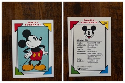 RARE 1991 Impel Disney Collector Cards Family Portraits #100 Mickey Mouse Bio