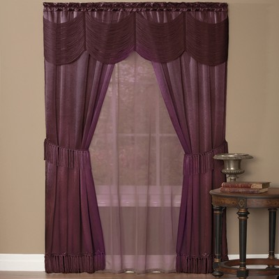 6 Piece Window Curtain Set, Victorian Style Curtains 63 Inches Long, Window
