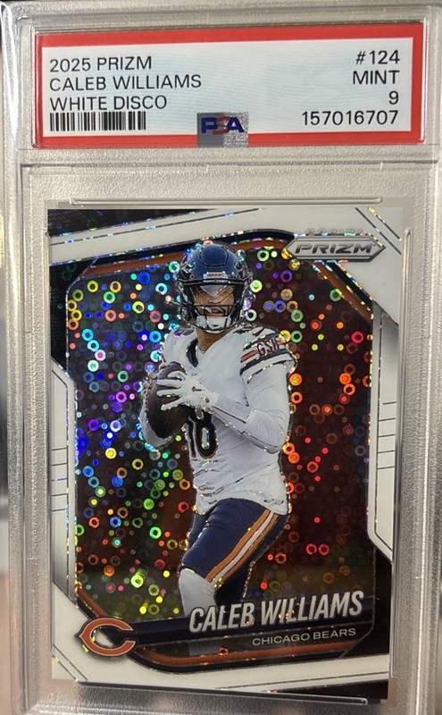 2025 Panini Prizm Caleb Williams #124 White Disco Psa 9 Chicago Bears