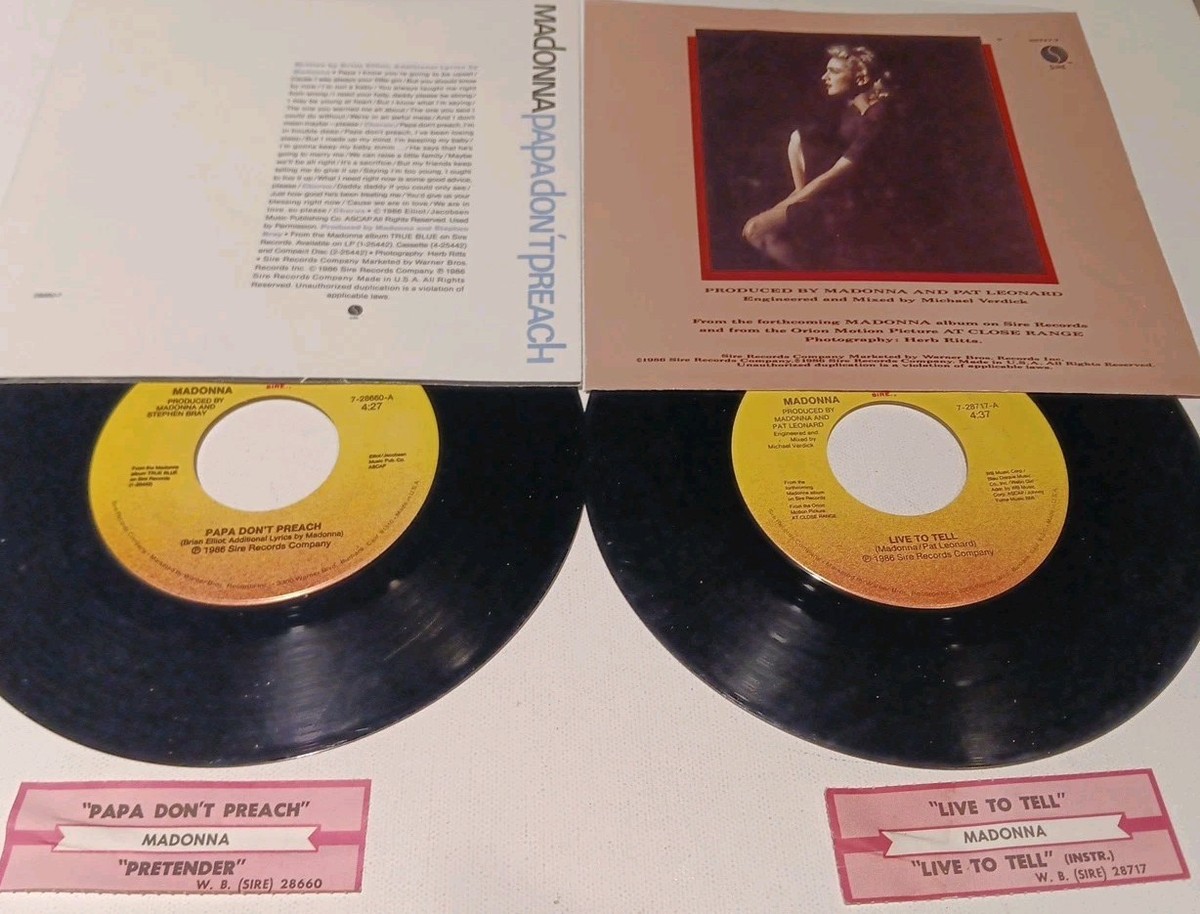 Lot Of 2 Madonna Papa Don't Preach/Live To Tell, 7