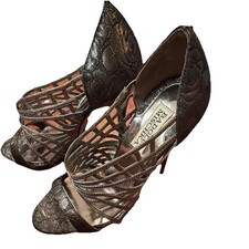 Badgley Mischka Strappy Stiletto Heels Black Synthetic Open Toe 5.5M
