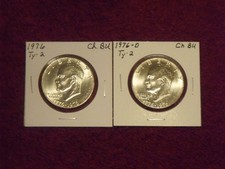 1976-P-D Type-2 Eisenhower Dollars 2 coins Choice BU condition